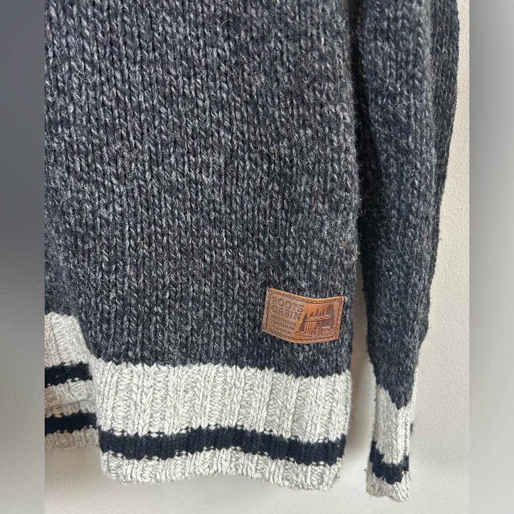 Roots Cabin Canada Men’s Sweater Shawl Collar Wool Blend Sz M Elbow Patches EUC - Picture 4 of 10